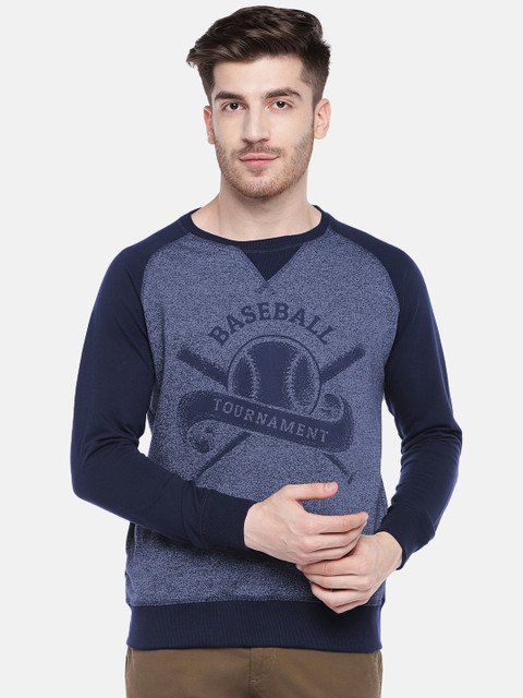 

People Men Blue Printed Sweatshirt