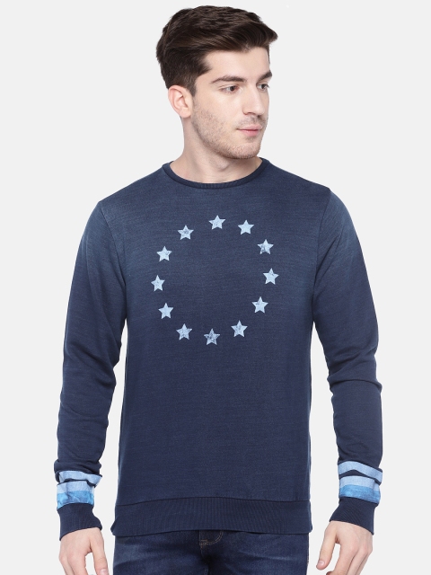 

People Men Navy Blue Printed Sweatshirt