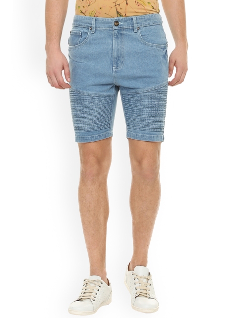 

People Men Blue Solid Regular Fit Denim Shorts