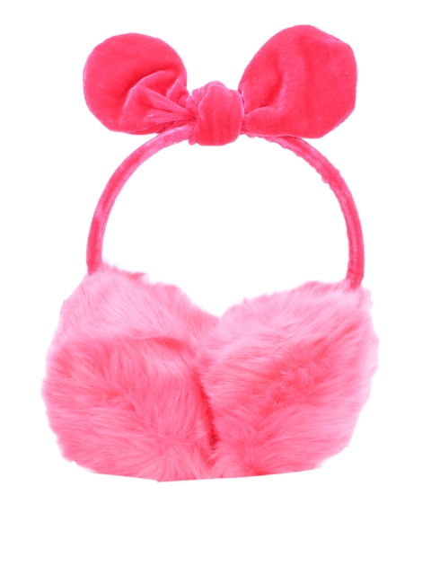 

CUTECUMBER Girls Pink Faux Fur Ear Muffs With Bow Detail