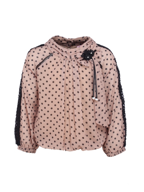 

CUTECUMBER Girls Beige & Black Printed Blouson Top