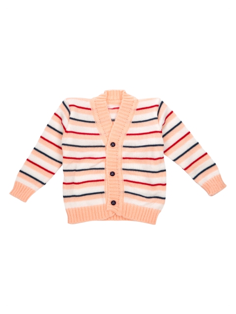 

MeeMee Kids Peach-Coloured & Navy Blue Striped Cardigan