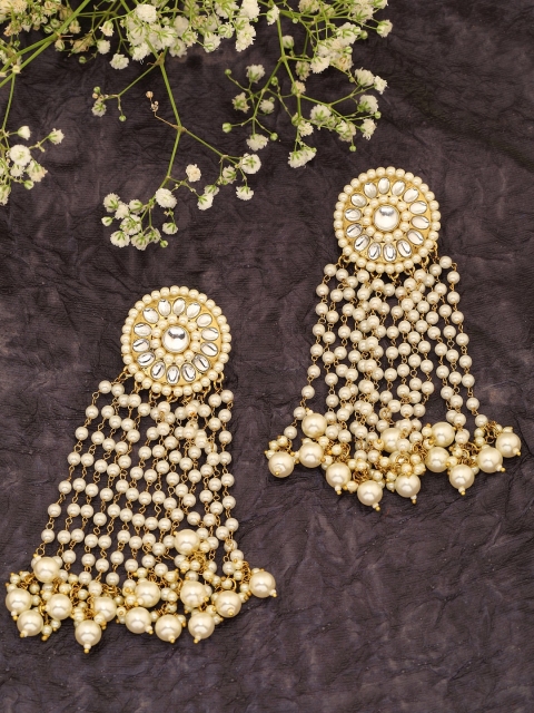 

Tipsyfly Gold-Plated & White Contemporary Drop Earrings