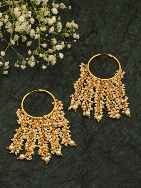 

Tipsyfly Gold-Toned & White Circular Jhumkas