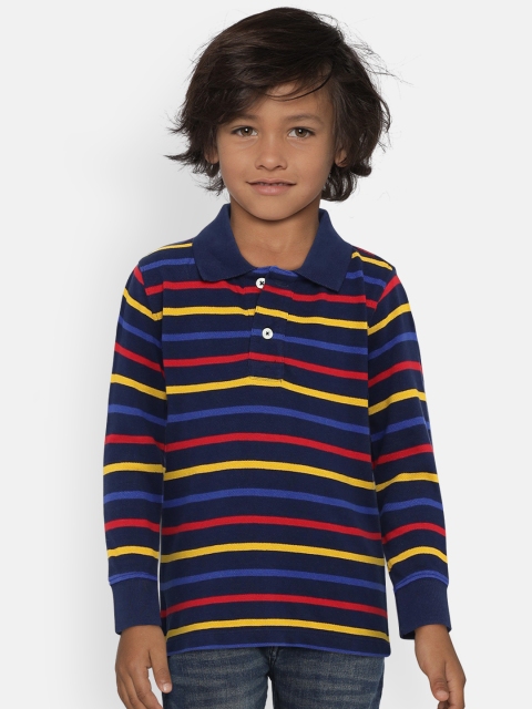 

GAP Boys' Blue Striped Polo Collar T-shirt