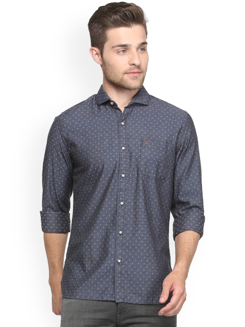 

Peter England Casuals Men Navy Blue Slim Fit Self Design Casual Shirt