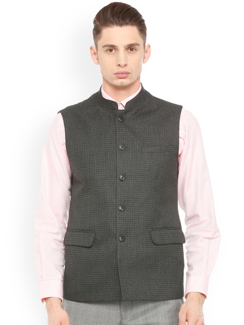 

Van Heusen Men's Grey Woven Design Nehru Jacket