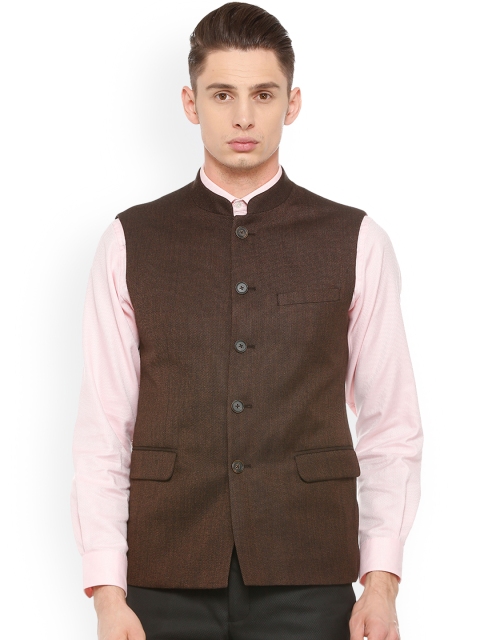 

Van Heusen Men Brown Solid Nehru Jacket