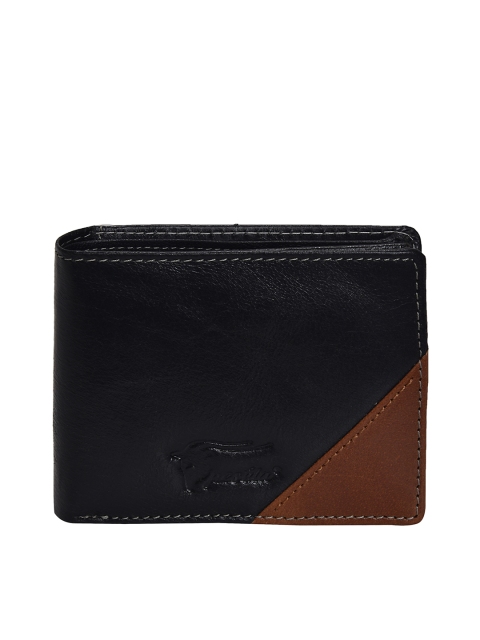 

Peseta Men Black Solid Leather Two Fold Wallet