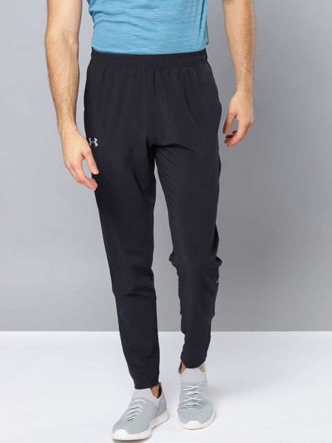 

UNDER ARMOUR Men Black No Breaks Stretch-Woven Running Track Pants