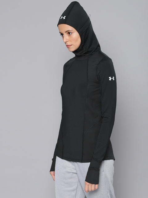 

UNDER ARMOUR Women Black Solid ColdGear Reactor Balaclava Hooded Sweatshirt