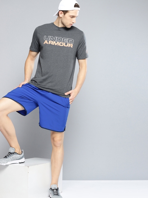 

UNDER ARMOUR Men Charcoal Grey Wordmark Stack Printed T-shirt