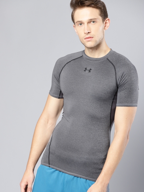 

UNDER ARMOUR Men Grey Solid HeatGear Armour Compression T-Shirt
