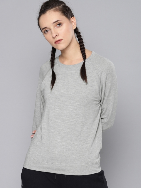 

UNDER ARMOUR Women Grey Solid Plush Terry Crew T-shirt