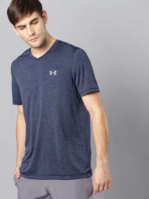 

UNDER ARMOUR Men Navy UA Tech V-Neck-MDN Solid T-shirt, Navy blue