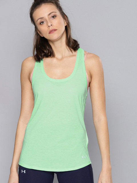 

UNDER ARMOUR Women Blue Solid Threadborne Run Mesh Tank Top 1294520