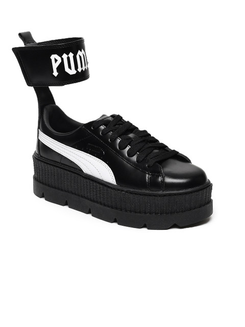

Puma Women Black Solid Leather High-Top Sneakers