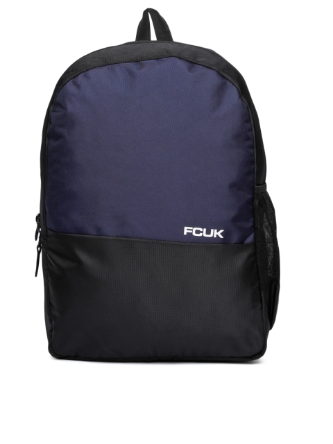 

French Connection Unisex Navy Blue & Black Colourblocked Laptop Backpack