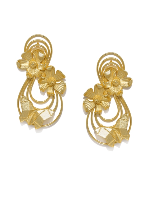 

Zaveri Pearls Gold-Toned Floral Drop Earrings