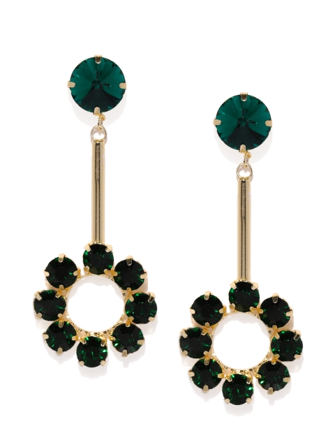 

Zaveri Pearls Gold-Toned & Green Circular Drop Earrings