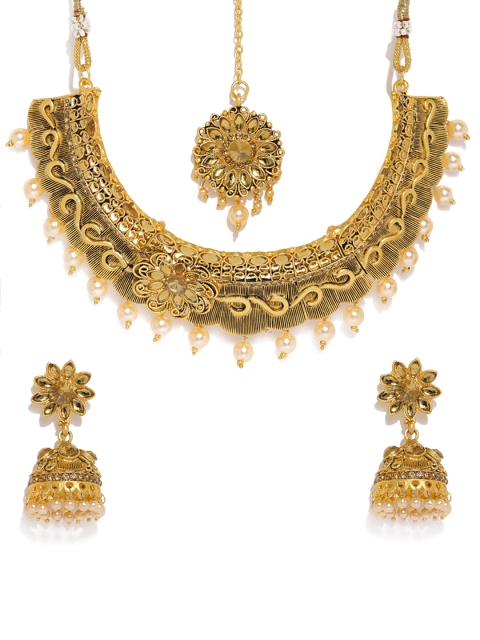 

Zaveri Pearls Gold-toned Antique Style Bridal Choker Jewellery Set