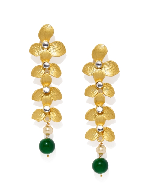 

Zaveri Pearls Gold-Toned Floral Drop Earrings