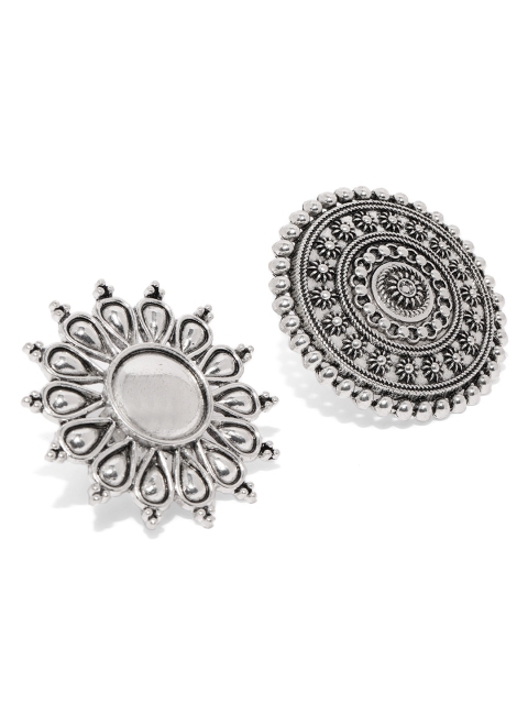 

Zaveri Pearls Set of 2 Oxidised Silver Toned Adjustable Finger Rings