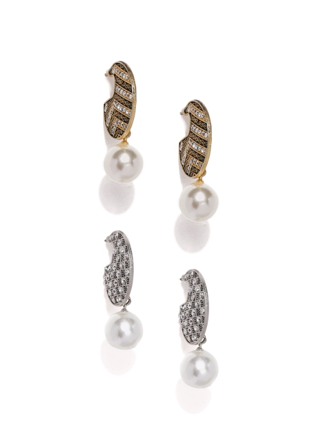 

Zaveri Pearls Pack Of 2 Drop Earrings, Gold