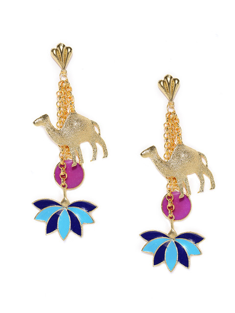 

Zaveri Pearls Gold-Toned & Multicoloured Quirky Drop Earrings