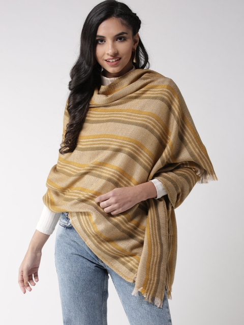 

Style Quotient Women Mustard Yellow & Beige Striped Shawl