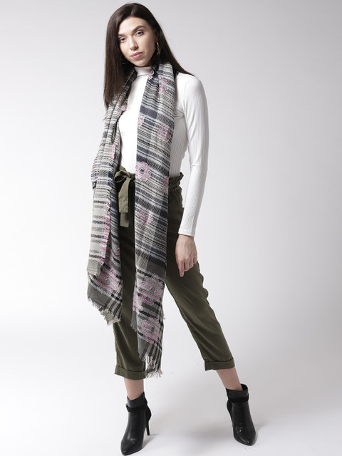 

Style Quotient Women Grey & Black Striped Shawl