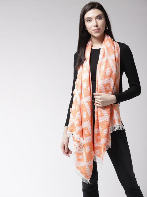 

Style Quotient by noi Women Orange & White Woven Design Shawl