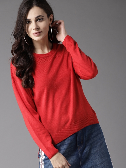 

Moda Rapido Women Red Solid Pullover