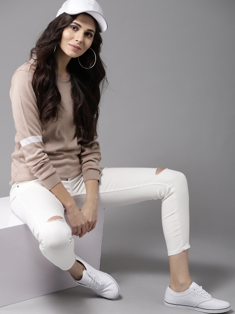 

Moda Rapido Women Beige Solid Pullover