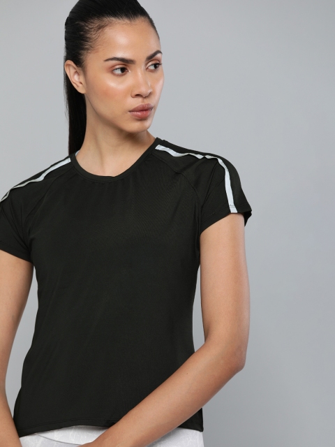 

HRX by Hrithik Roshan Women Black Solid Rapid Dry Round Neck Sports T-shirt