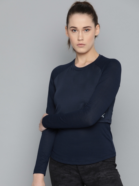 

HRX by Hrithik Roshan Women Navy Blue Solid Rapid Dry Round Neck Sports T-shirt