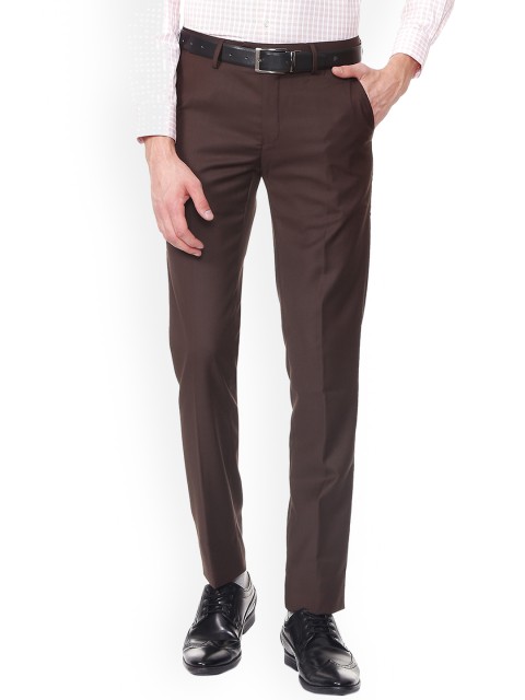 

Peter England Men Brown Slim Fit Solid Formal Trousers