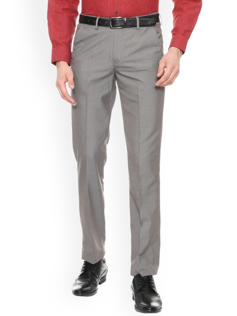 

Peter England Men Grey Slim Fit Solid Formal Trousers