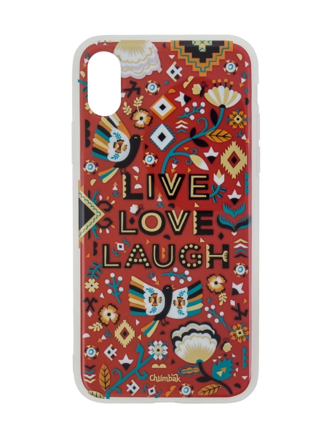 

Chumbak Red Aztec Garden Printed 3D Gold iPhone X Case