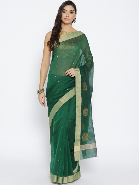 

lal10 Green & Golden Woven Design Chanderi Saree