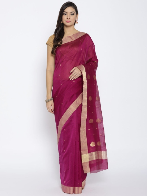 

lal10 Purple Zari Woven Design Handwoven Chanderi Saree