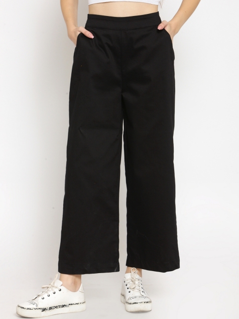 

Castle Women Black Regular Fit Solid Parallel Trousers