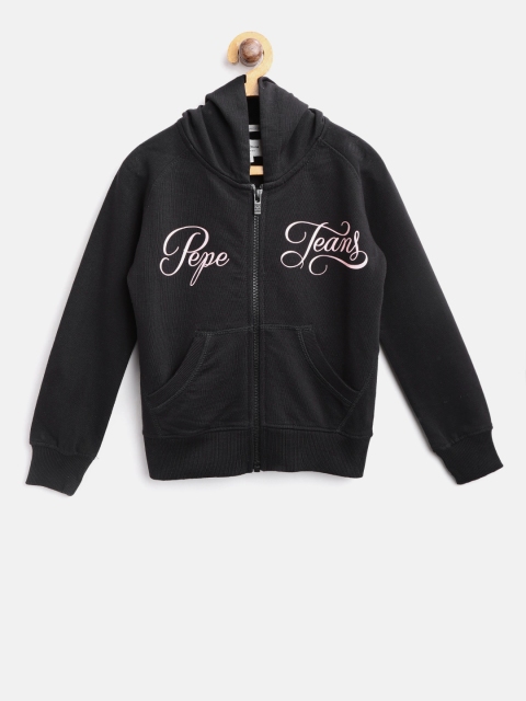 

Pepe Jeans Girls Black Printed Hooded Sweatshirt