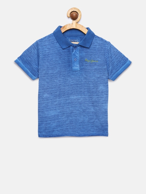 

Pepe Jeans Boys Blue Striped Polo Collar T-shirt