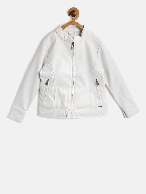 

Pepe Jeans Girls White Solid Biker Jacket