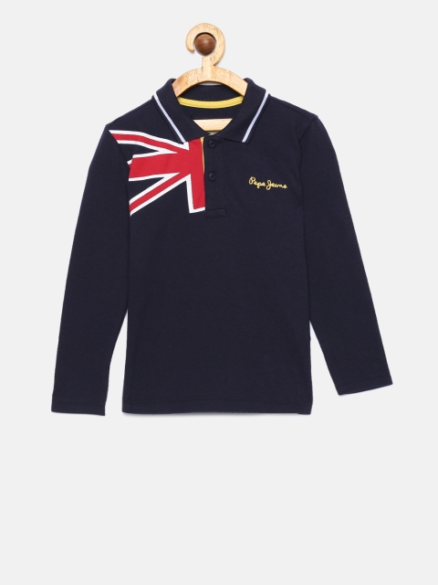 

Pepe Jeans Boys Navy Blue Printed Polo Collar T-shirt