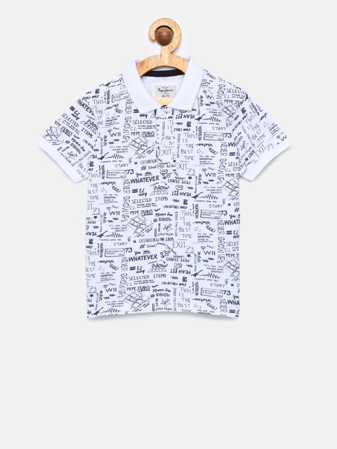 

Pepe Jeans Boys White Printed Polo Collar T-shirt