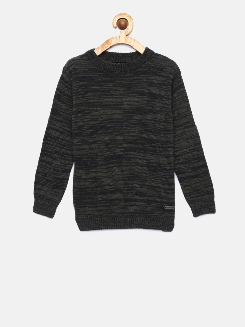 

Pepe Jeans Boys Olive Green & Charcoal Solid Pullover