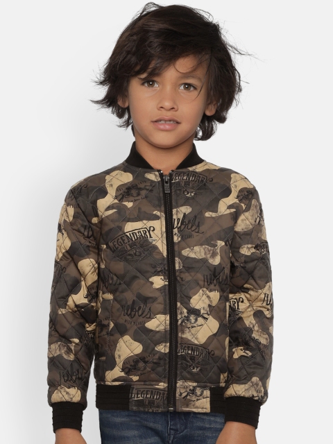 

Pepe Jeans Boys Olive Green Printed Quilted Jacket