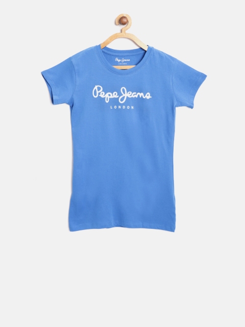 

Pepe Jeans Girls Blue Solid Round Neck T-shirt